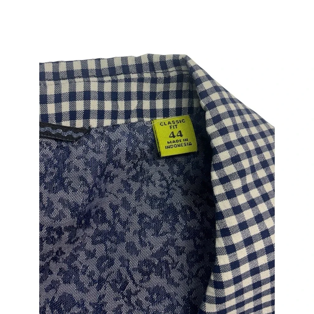 Robert Graham 44R Blue White Wool Cotton Blazer Jacket Unstructured Sport Coat